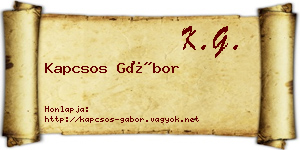 Kapcsos Gábor névjegykártya